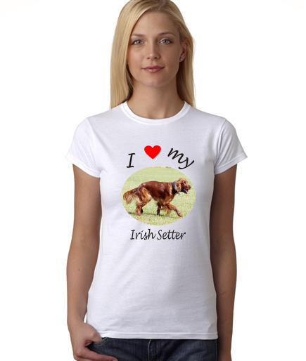 Dogs - I Heart My Irish Setter on Womans Shirt
